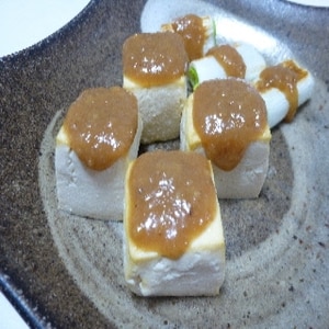 トースターde木綿豆腐とねぎの甘辛胡桃みそ焼き